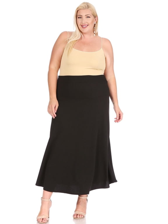 Women's Plus Size Solid Flare A Line Long Skirt Comfortable Casual Maxi Style
