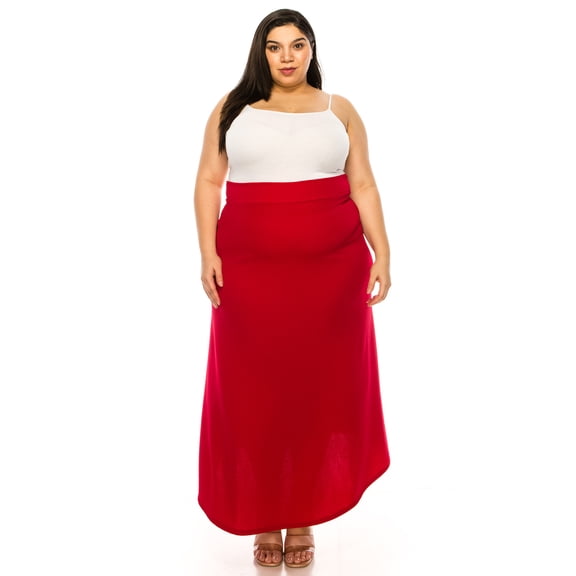 Women's Plus Size Solid Flare A Line Long Skirt Comfortable Casual Maxi Style