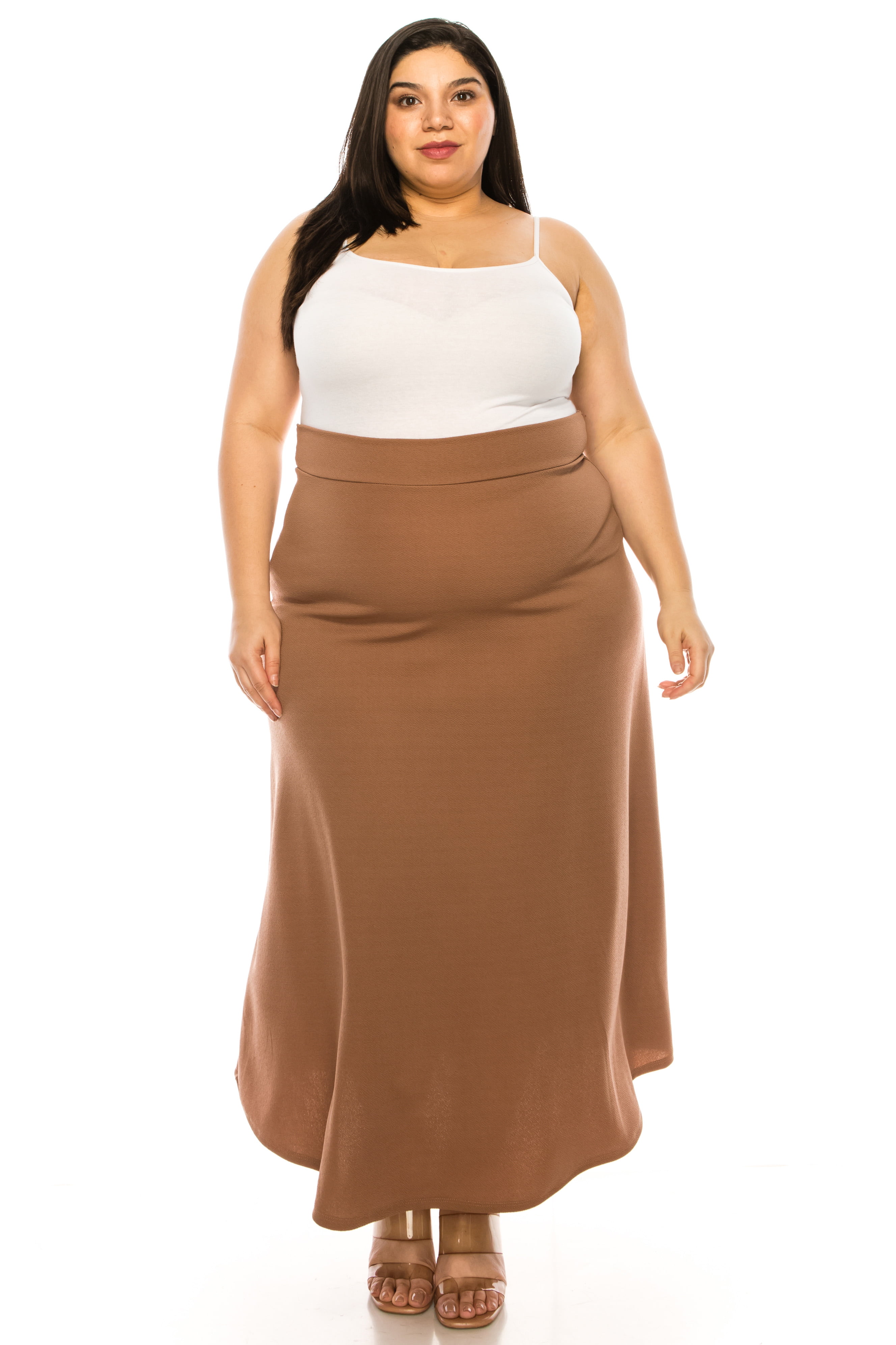 Women's Plus Size Solid Flare A-line Long Skirt