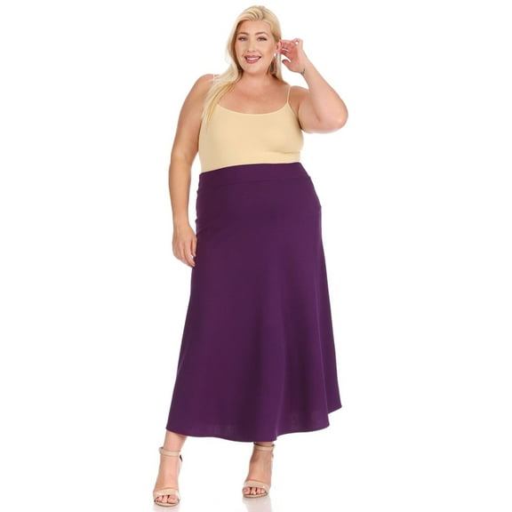 Women's Plus Size Solid Flare A Line Long Skirt Comfortable Casual Maxi Style