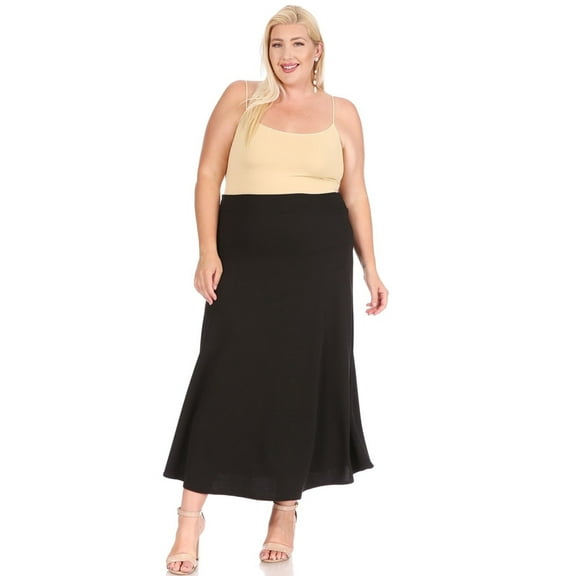 Women's Plus Size Solid Flare A Line Long Skirt Comfortable Casual Maxi Style