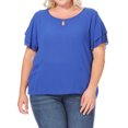 thumbnail image 1 of Women's Plus Size Flowy Flutter Sleeve Blouse with Keyhole Neckline, 1 of 6