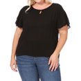 thumbnail image 1 of Women's Plus Size Flowy Flutter Sleeve Blouse with Keyhole Neckline, 1 of 6