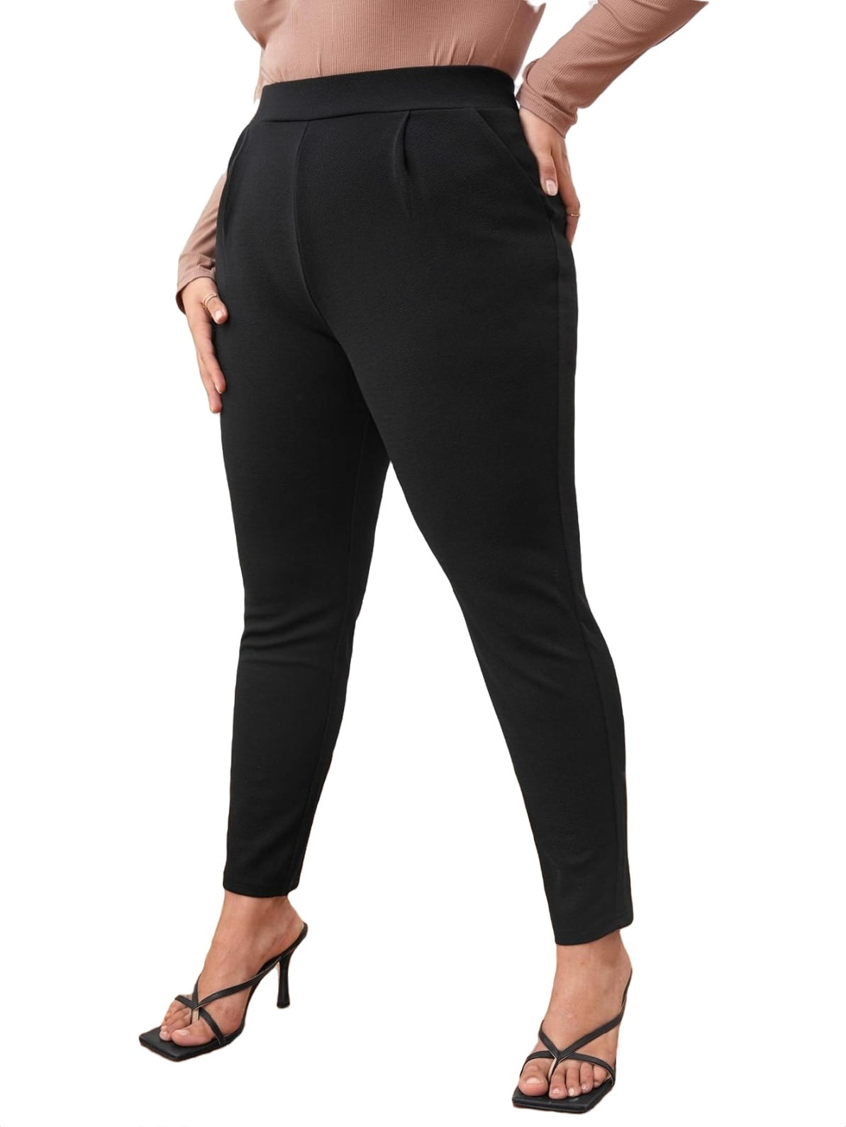 Women's Plus Size Solid High Waist Skinny Pants Work Office Long Trousers  With Pocket 1XL(14) - Walmart.com