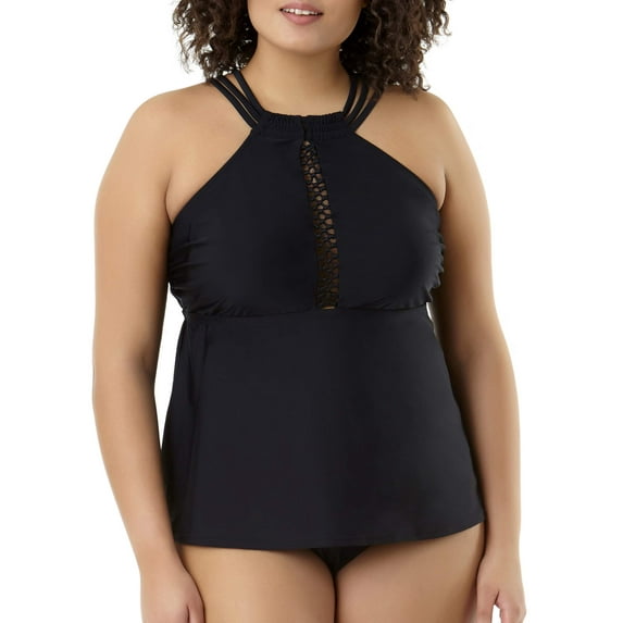 Women's Plus-Size Solid Highneck Tankini Top