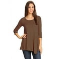 thumbnail image 1 of Women's Solid Lightweight Button Trim Detail Casual Tunic Top, 1 of 5