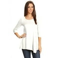 thumbnail image 1 of Women's Solid Lightweight Button Trim Detail Casual Tunic Top, 1 of 5