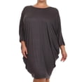 thumbnail image 1 of Women's Plus Size Solid Loose Fit 3/4 Dolman Sleeve Casual Midi Dress/Made in USA, 1 of 5