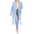 thumbnail image 1 of Women's Plus Size Solid Open Front Long Sleeve Chiffon Mesh Loose Cover Up Long Cardigan, 1 of 6