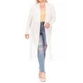 thumbnail image 1 of Women's Plus Size Solid Open Front Long Sleeve Chiffon Mesh Loose Cover Up Long Cardigan, 1 of 6