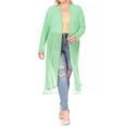 thumbnail image 1 of Women's Plus Size Solid Open Front Long Sleeve Chiffon Mesh Loose Cover Up Long Cardigan, 1 of 6