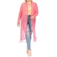 thumbnail image 1 of Women's Plus Size Solid Open Front Long Sleeve Chiffon Mesh Loose Cover Up Long Cardigan, 1 of 6
