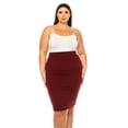 thumbnail image 1 of Women's Plus Size Solid Pencil Skirt with Banded Waist - Stretchy, 1 of 6