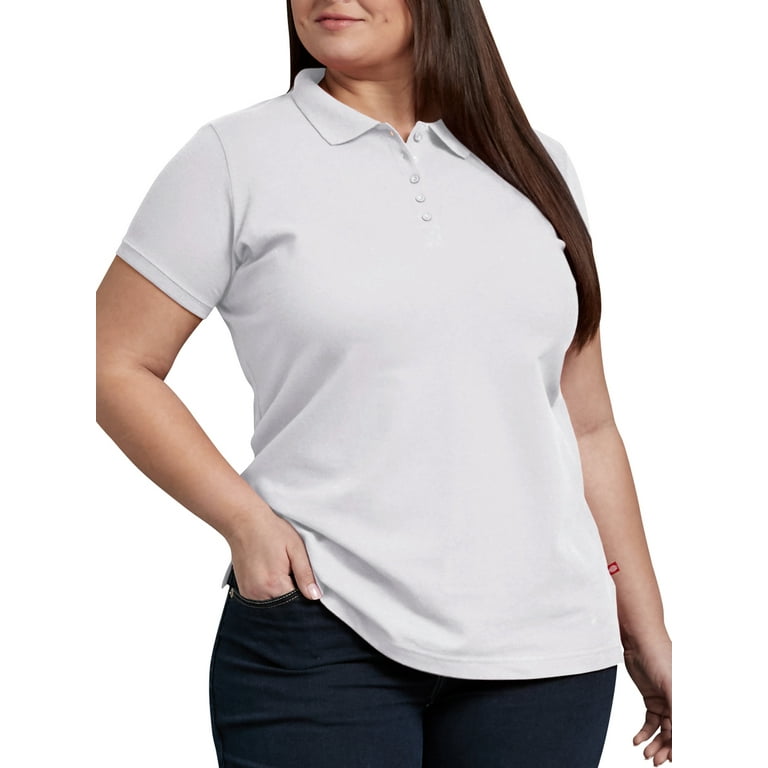 Women s Plus Size Solid Pique Polo Walmart