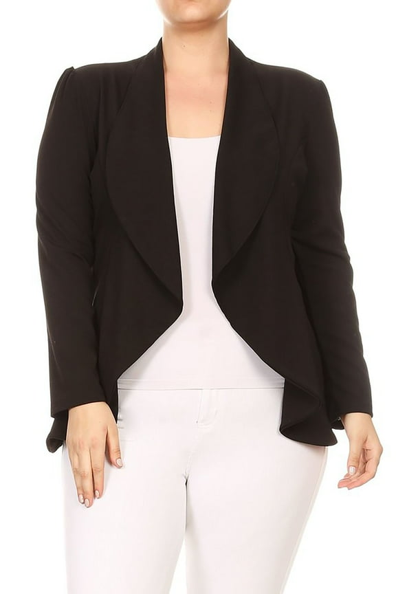 Women's Casual Plus Size Blazer Long Sleeve Open Front Solid and Print