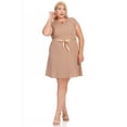 thumbnail image 1 of Women's Plus Size Solid Round Neck Front Cutout Short Sleeve Flared A Line Dresses, 1 of 6