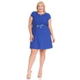 thumbnail image 1 of Women's Plus Size Solid Round Neck Front Cutout Short Sleeve Flared A Line Dresses, 1 of 6