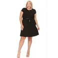 thumbnail image 1 of Women's Plus Size Solid Round Neck Front Cutout Short Sleeve Flared A Line Dresses, 1 of 6