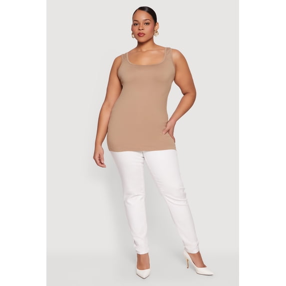 Women's Plus Size Solid Seamless Scoop Neck Tank Top