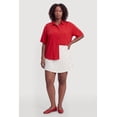 thumbnail image 1 of Women's Plus Size Solid Short Sleeve Button Front Shirt, 1 of 4