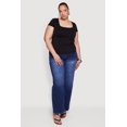 thumbnail image 1 of Women's Plus Size Solid Square Neck Short Sleeve Top, 1 of 4