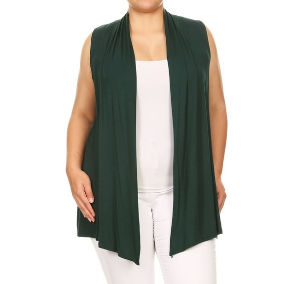 Women's Plus Size Solid Vest Cardigan