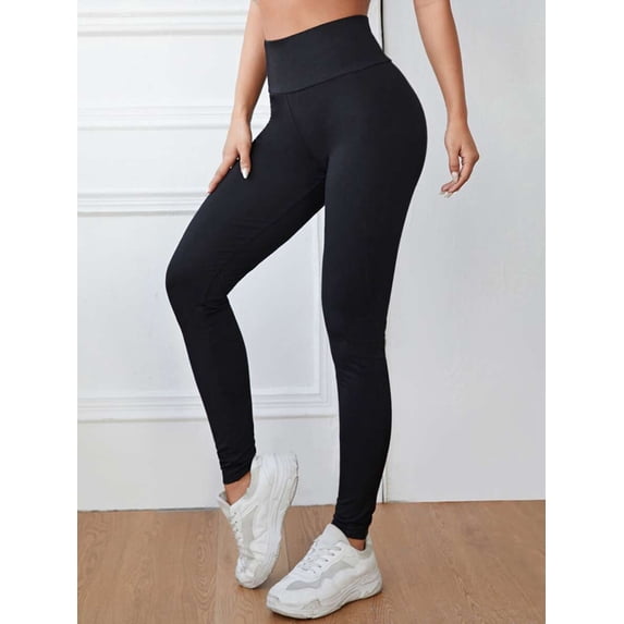 Women's Plus Size Solid Wide Waistband Leggings