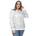 thumbnail image 1 of Women's Plus Size Sequin Bomber Jacket - 1X, Silver, 1 of 6