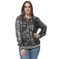 thumbnail image 1 of Women's Plus Size Sparkly Jacket Long Sleeve Zip Up Sequin Bomber Jacket Coat, White,X-Large, 1 of 5