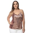 thumbnail image 1 of Women's Plus Size Sparkly Sequin Cami Racerback Spaghetti Strap Tank Top, Rose Gold, XX-Large, 1 of 5