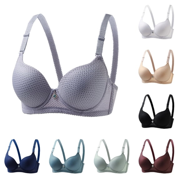 Women's Plus Size Sports Bra with Breathable Mesh, Full-cup Adjustable Bra Comfortable and Breathable Underwire Sports Bra with Pendant Detail, Size 36-46