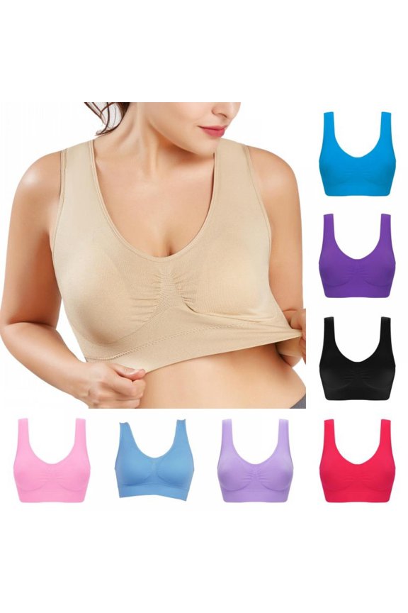 Women's Plus Size Sports Bra,High Impact Workout Gym Activewear Bra,Seamless With Chest Pad Adjustment Type