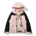 thumbnail image 1 of Women's Plus Size Sports Jacket Patchwork Design Stand Collar Zipper Hooded, 1 of 3