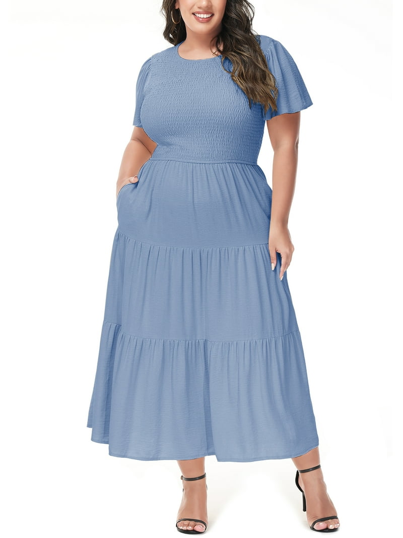 chinese dress ladies Betsy & Adam Crinkled Metallic Drape Back Gown Blue Silver / 18w main image 0