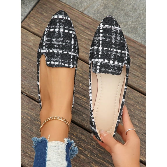 Women‘s Plus Size Spring/Summer Pointed Toe Black & White Flat Slippers With Soft Sole Suitable For Daily Wear Shoe Size 35-45