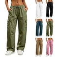 thumbnail image 1 of Women's Plus Size Straight‑Leg Cargo Pants, Loose Fit Multi Side Pockets, Durable Casual Work Trousers for Outdoor Daily Work | TruHer,Black L, 1 of 7