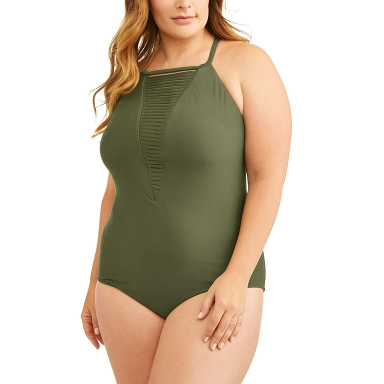 Women s Plus Size Strappy One Piece Swimsuit Walmart