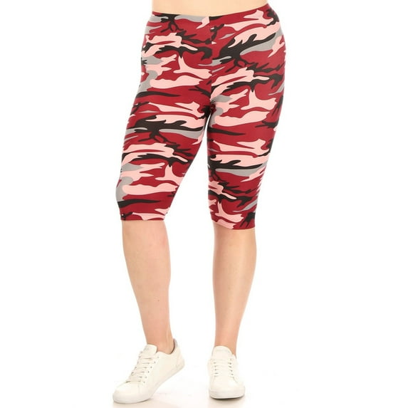 Women's Plus Size Stretch Comfy Elastic Waist Workout Burmuda Leggings Short Pant