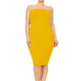 thumbnail image 1 of Women's Plus Size Stretch Strapless Basic Elastic Tube Top Slim Bodycon Solid Midi Dress, 1 of 3