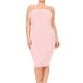 thumbnail image 1 of Women's Plus Size Stretch Strapless Basic Elastic Tube Top Slim Bodycon Solid Midi Dress, 1 of 3