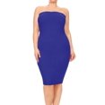 thumbnail image 1 of Women's Plus Size Stretch Strapless Basic Elastic Tube Top Slim Bodycon Solid Midi Dress, 1 of 3