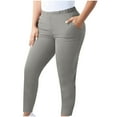 thumbnail image 1 of Women's Plus Size Stretch Yoga Pants - Elastic Waist Skinny Leggings with Pockets - Soft Polyester Workout Running Long Pants for Everyday Wear, Gray, 5XL, 1 of 7