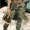thumbnail image 1 of ICCAZX Streetwear High-Waisted Cargo Wide-Leg Jeans, Women's Plus,Stretchy Camo Pants, 1 of 6