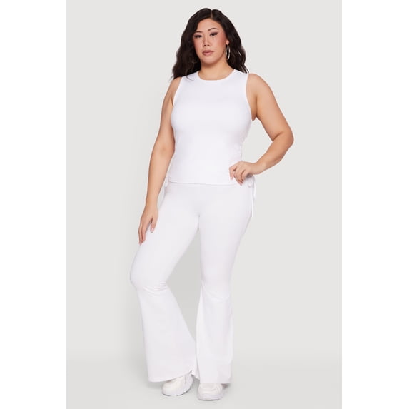 Women's Plus Size Stretchy High Waisted Flare Leg Pants