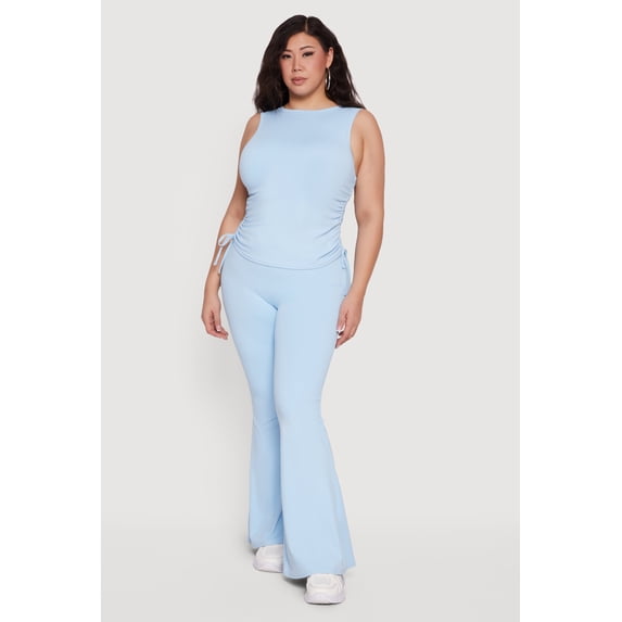Women's Plus Size Stretchy High Waisted Flare Leg Pants