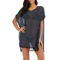 thumbnail image 1 of Women's Plus Size Stripe Chiffon Cover-Up Tassel Swimsuit Beach Bikini Cover Ups for Swimwear, 1 of 7