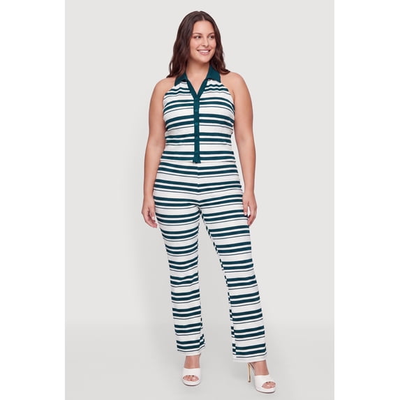 Women's Plus Size Striped High Waisted Pants