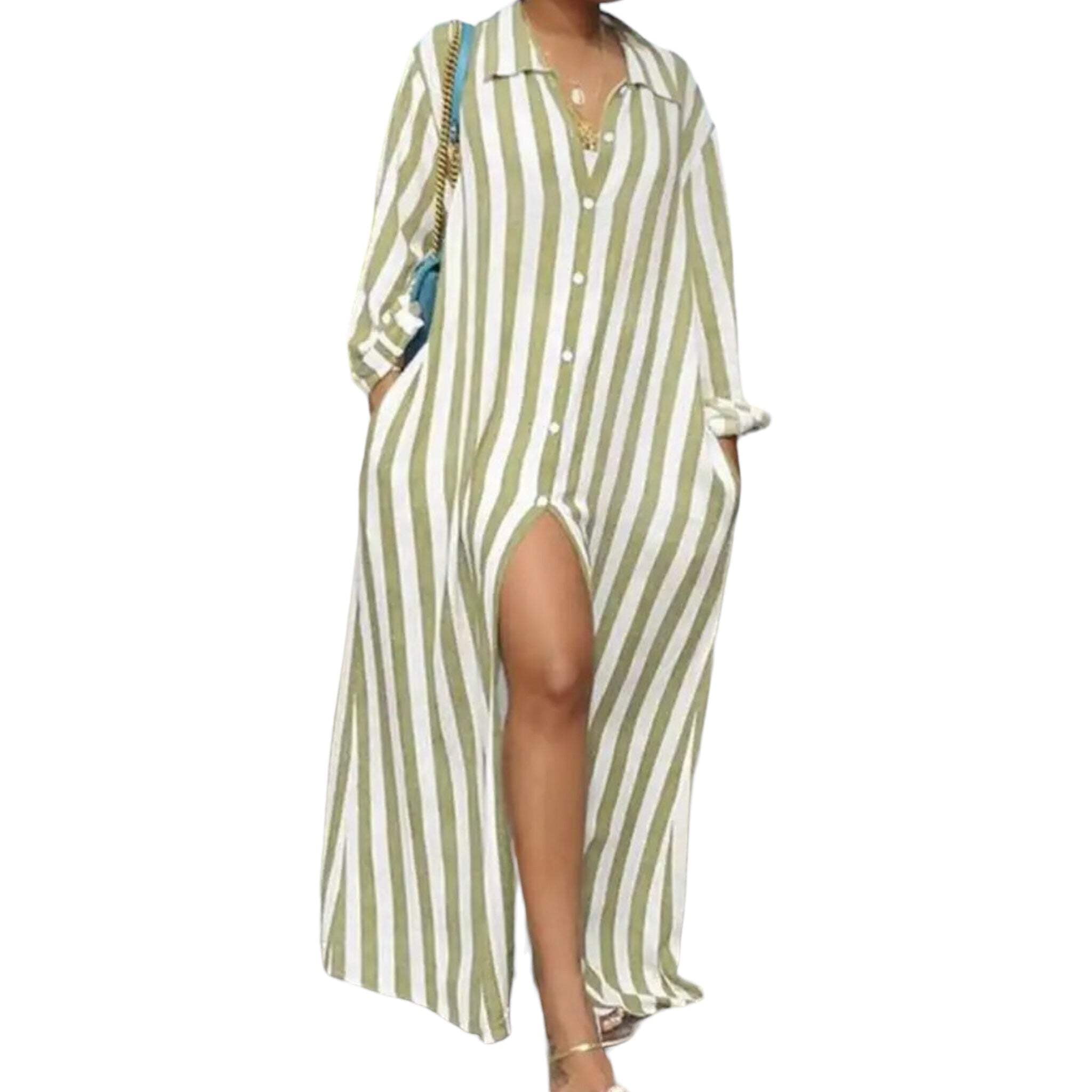 Women's Plus Size Striped Maxi Dress/Duster - Walmart.com