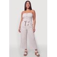 thumbnail image 1 of Women's Plus Size Striped Strapless Jumpsuit with Tie Waist Belt, 1 of 3
