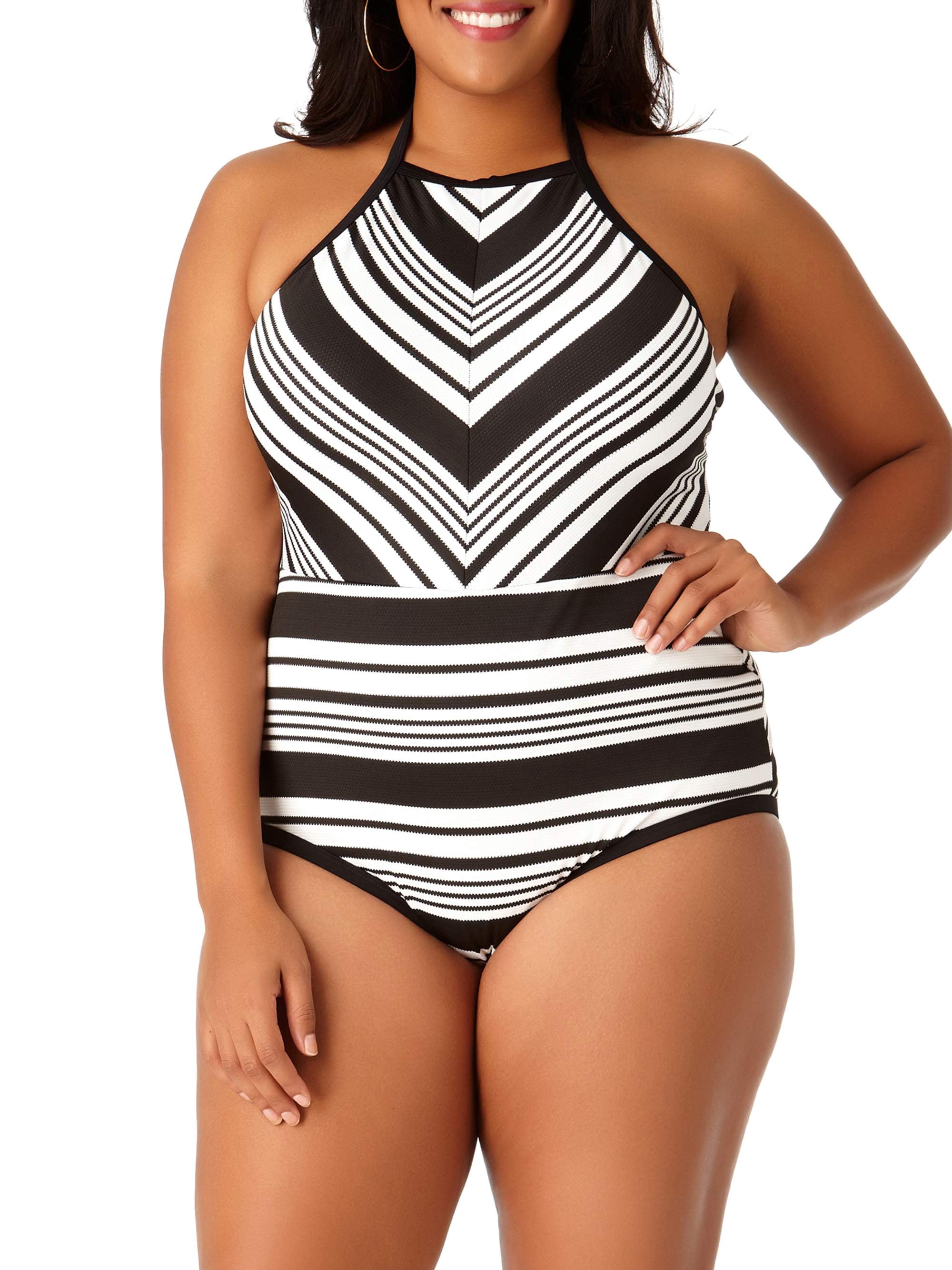 Women's Plus-Size Studio Stripe One-Piece Swimsuit
